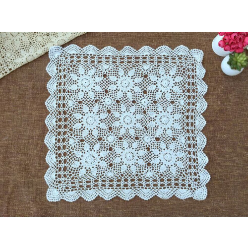 Laivigo Toalha de Mesa de Renda de Algodão Crochê Feita à Mão, 19 Polegadas, Branca