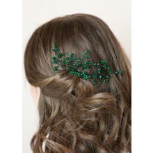 FXmimior Bridal Women Green Vintage hδδjuhlat Crystal tekojalokivi Vintage Hair Comb Hiustarvikkeet