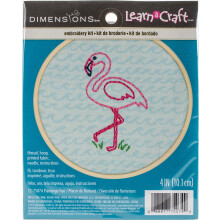 Dimensions 'Flamingo Fun' Short N' Sweet Mini kit de bordado para iniciantes 4''