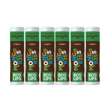 LIPPENBALSEM Mongo Kiss 6-pack (6 tubes) van Eco Lips 100% biologische bijenwas en cacaoboter Lipverzorging met biologische Mongongo-olie - Verzacht