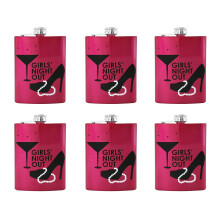 Geschenken Infinity Set van 6 bruidsmeisje bruid vrijgezellenfeest RVS heupfles Girls Night Out 8oz roze kolf