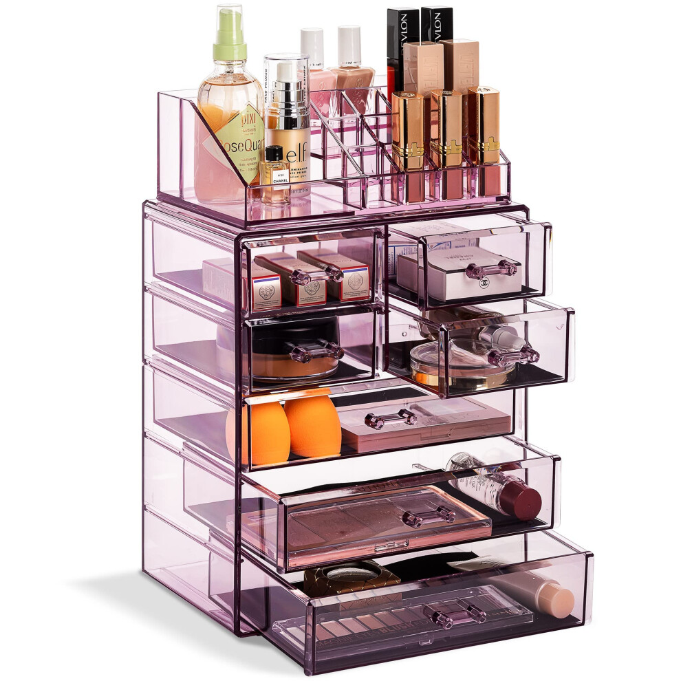 Organiseur de maquillage transparent Sorbus - Bo   te de rangement et pr   sentoir pour maquillage et bijoux - Design spacieux - Id   al pour commode,
