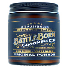 Battle Born Grooming Co Originele Pomade voor alle haartypes Bay Rum 118 ml. Medium Hold, Lichte glans, Natuurlijke ingredi?ten, Op waterbasis