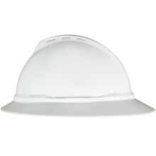 MSA 10167950 V-Gard 500 Full-Brim Hard Hat With 6-Point Fas-Trac III Ratchet Suspension | Polyethylene Shell  Superior Impact Protection  Self Adjusti