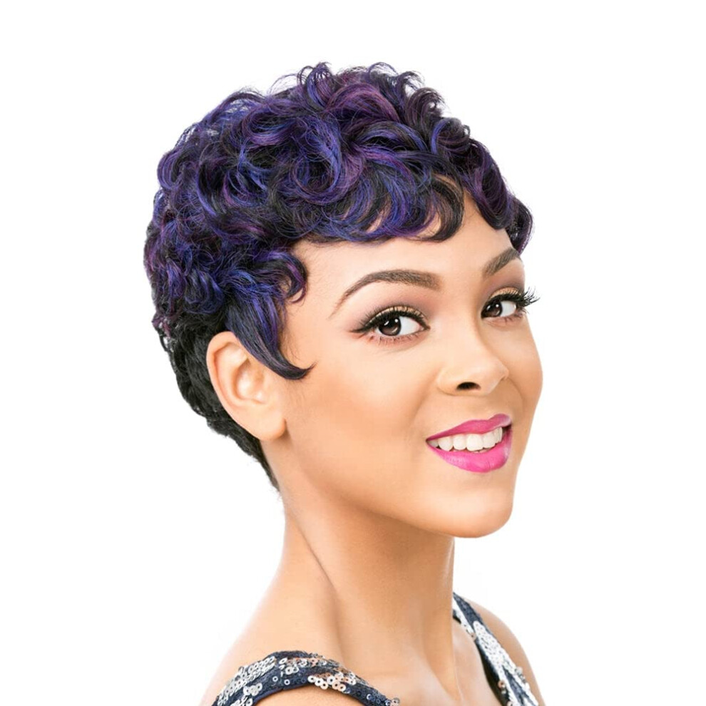 Univers Perruque It's A Wig! Synthetic Hair Wig Nuna (Ndxblueberry - Natural Dark Extra + Blueberry)