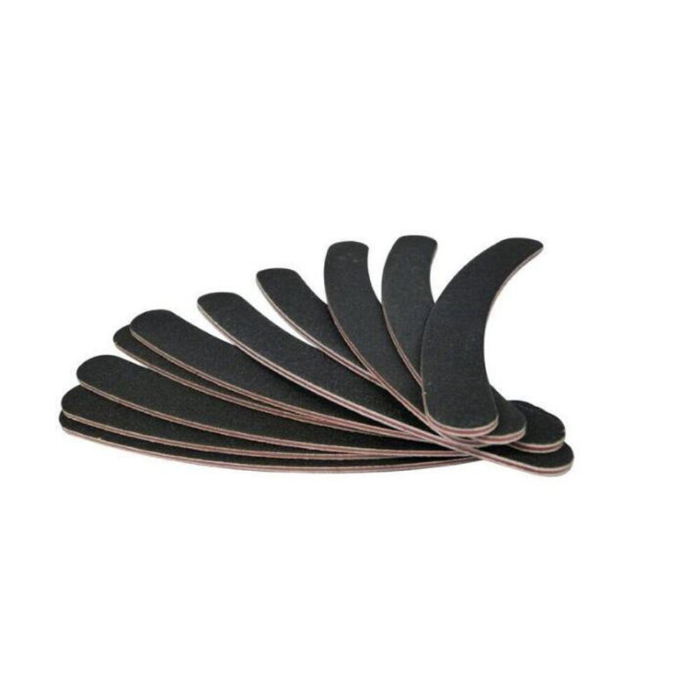 Astrqle Black 12Pcs Banana Curved Double Sided Strip Grit Nail File Polish Emery Board Buffering Sanding Art Manicure Buffer Nail Art Tools