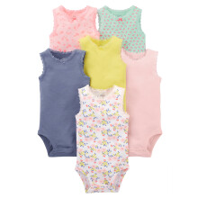 Simple Joys fra Carter's Baby Girls' ?rmel?s bodysuit Pakke med 6 multifarve/blomster/skovdyr/frugtpr?mie