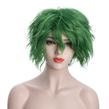 karlery Unisex Fluffy Short Bob Wave Gr?n Halloween Cosplay paryk Anime kostume fest paryk