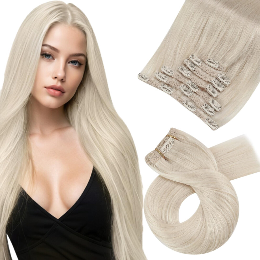 Moresoo Blonde Human Hair Clip In Extensions Double Weft Clip In Hair Extensions Human Hair Blonde Hair Extensions Clip Ins Human Hair Platinum Blonde