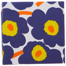 IHR Ideal Home Assortiment Cocktailservetten Marimekko Wegwerp 3-laags papieren feestservettenpakket 5"" x 5"""" Unikko Donkerblauw 20 stuks