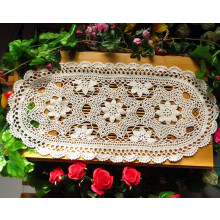Laivigo Handgemaakte gehaakte kanten ovale geluksbloem tafelkleed tafelloper kleedjes kleedje 12x24 inch wit
