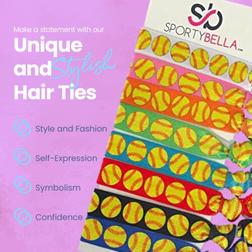 Élastiques à Cheveux Sans Marque Multi-Couleurs Design Batte de Softball pour Filles 1