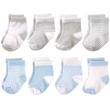 Calzini unisex Hudson Baby in cotone e spugna per neonati, azzurro e grigio, 6-12 mesi