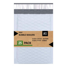 Sales4Less #0 Poly Bubble Mailers 6x10 palcov Polstrovan ob lky Vodotesn balenie 25 kusov Biele