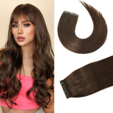 Ruban brun chocolat Aison dans les extensions de cheveux Cheveux humains 22 pouces 60 g de ruban dans les extensions de cheveux humains marron mo