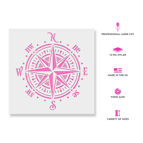 Compass Rose Stencil - Beach Stencil Ocean Stencil Compass Rose Stencil Boat Stencil Compass Stencil 1