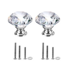 Mtsooning 2PCS Maçanetas de Cristal em Forma de Diamante para Armário, 3 Tamanhos de Parafusos