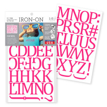 SEI 1 1/2-inch strijkletters op T-shirt, Camdon-letters, polyvinyl, warmteoverdracht, roze