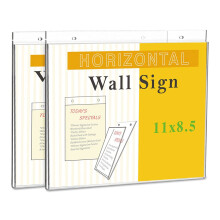 Universal UNV76883 11 Zoll x 8,5 Zoll horizontale Schilderhalter zur Wandmontage transparent (2/Packung)