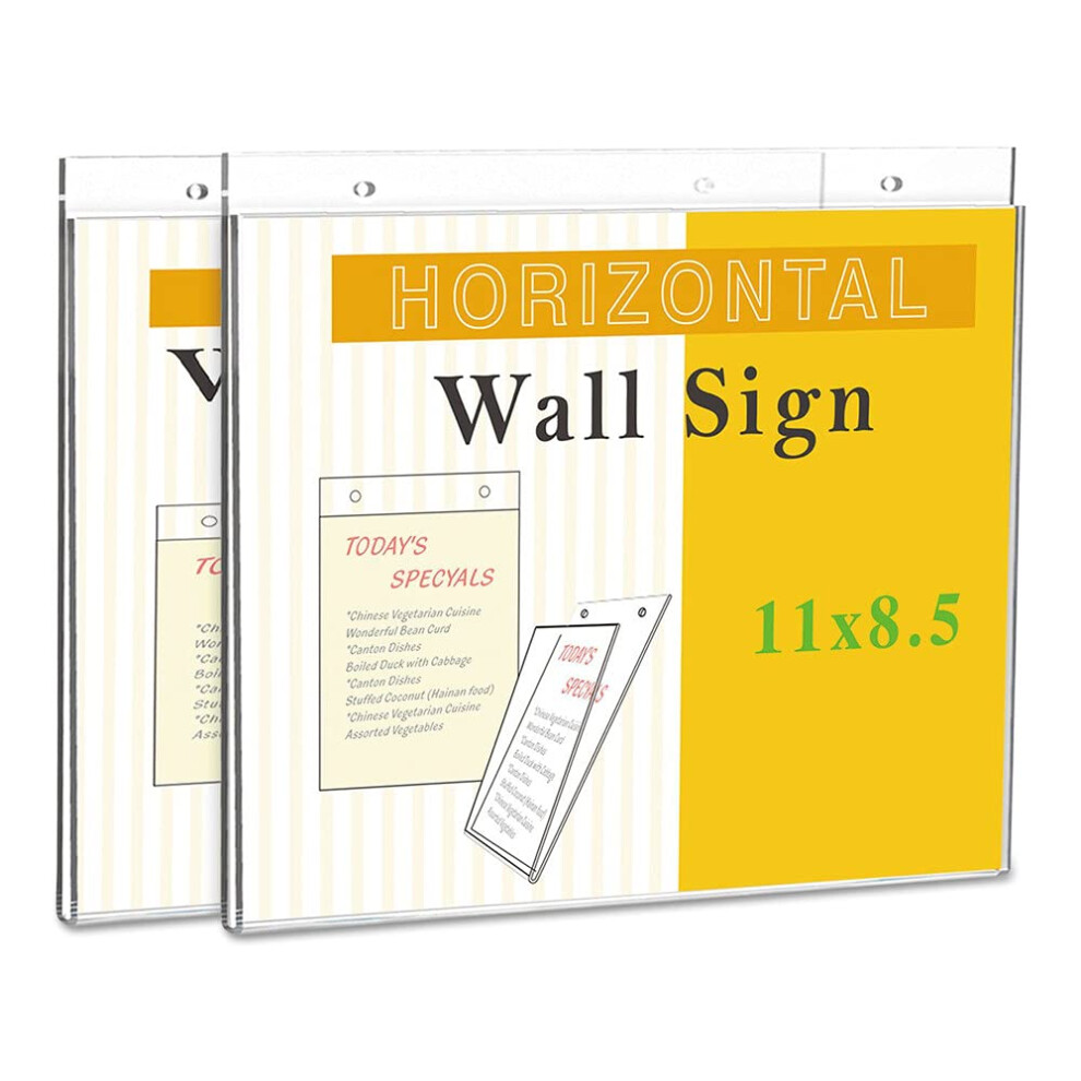 Universal UNV76883 11 in. x 8.5 in. Horizontal Wall Mount Sign Holders - Clear (2/Pack)