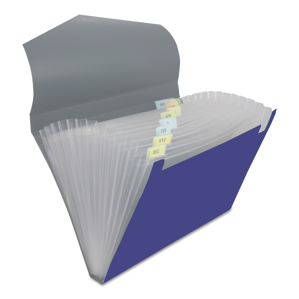 Universal UNV20531 13 Sections 1/12-Cut Tabs Cord/Hook Closure Poly Expanding Letter Files - Metallic Blue/Steel Gray