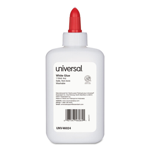 Universal Universal UNV46064 4 oz. Tvttbart klar-torrt lim - vitt (3/pack) 2