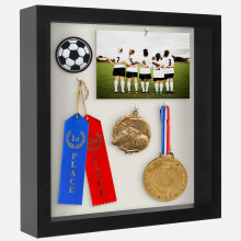 Americanflat 11x11 Shadow Box Frame in Black with Soft Linen Back - Engineered Wood with Shatter-Resistant Glass and Hanging Hardware for Wall and Ta