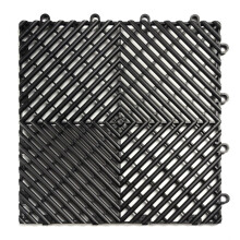 Big Floors RaceDeck Free-Flow Open Rib Self-Draining Design Durable Copolymer Plastic Interlocking Modular Garage Flooring Tile (12 Pack) Black
