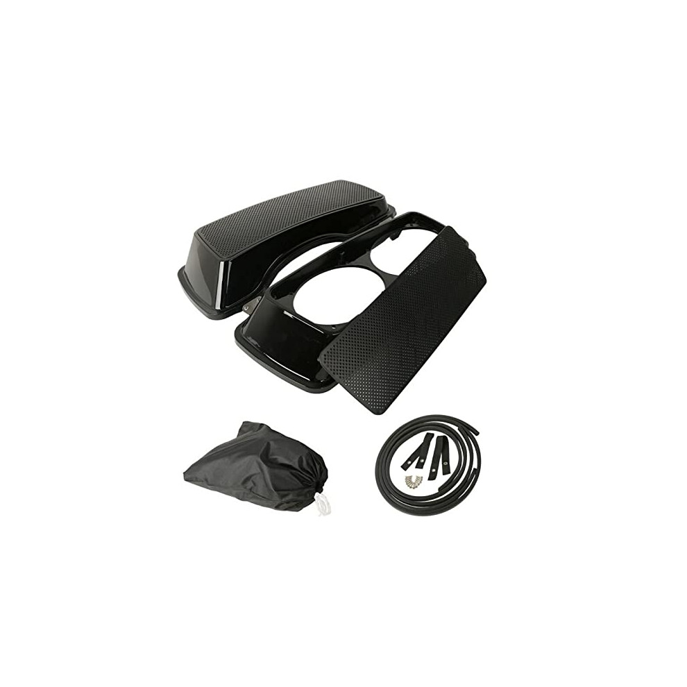 Xmt-Moto Vivid Hard Saddlebag Lids W/Dual 6 X 9 Inch Speaker Grilles For 1993-2013 Harley Davidson Touring Road Glide Fltrx Electra Glide Flht R Black 611355522026