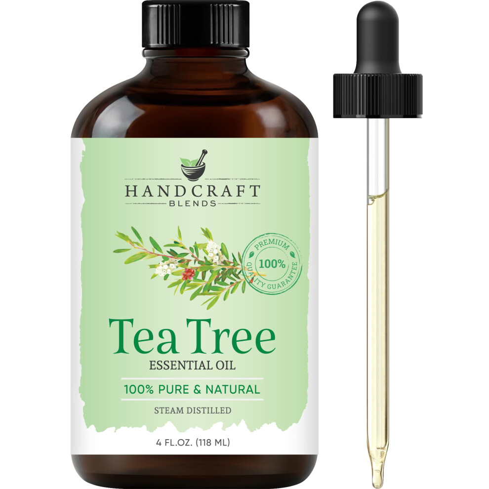 Mezclas Calmantes Handcraft Blends Tea Tree Essential Oil - Huge 4 Fl Oz - 100% Pure And Natural - Premium Grade With Glass Dropper