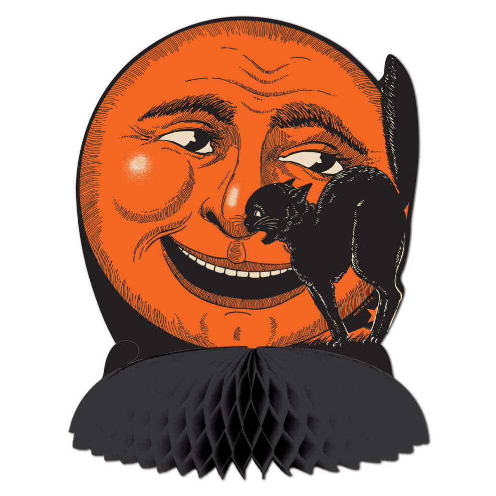 Beistle Co Vintage Halloween Cat & Moon Centerpiece