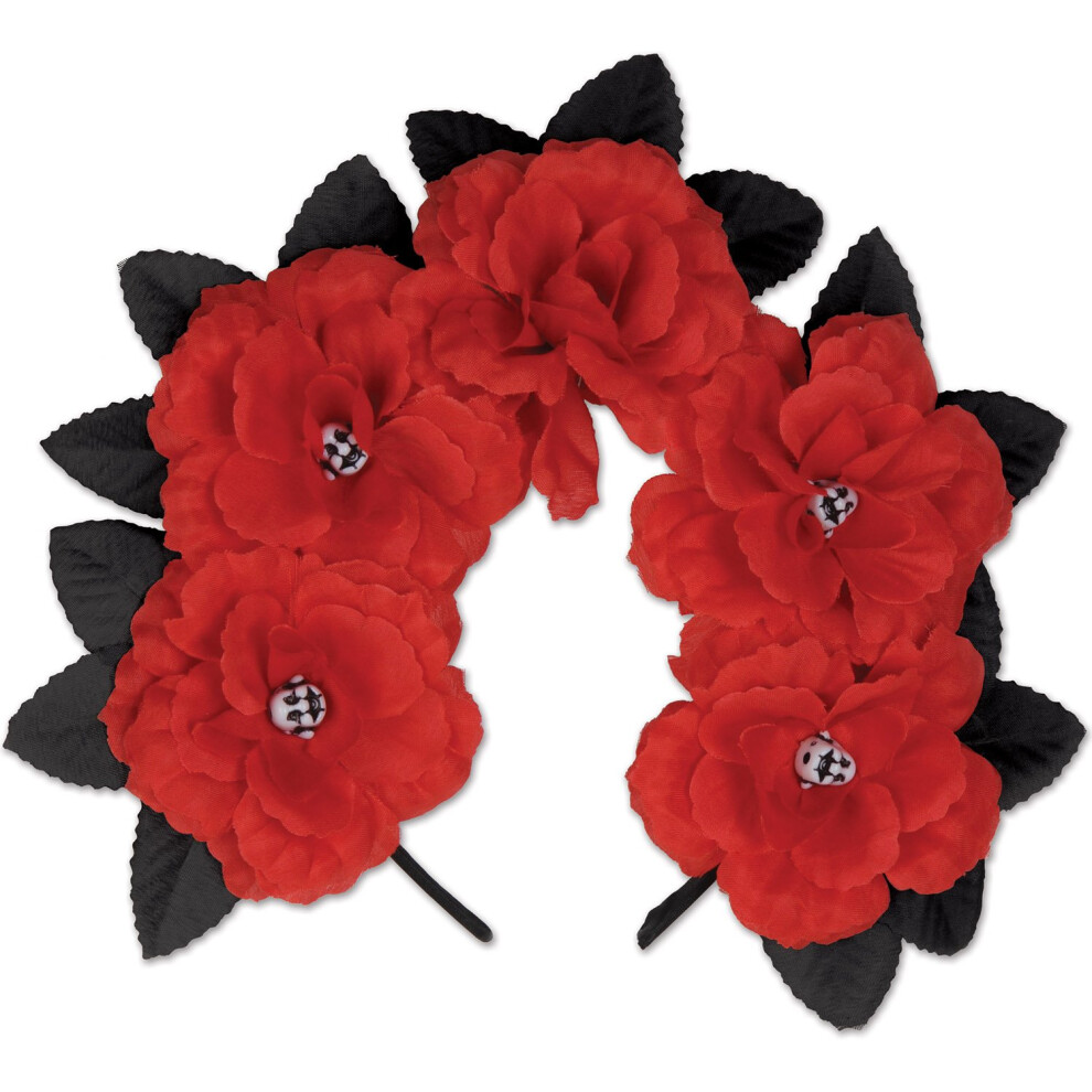 Beistle Co Beistle Day Of The Dead Red Floral Headband