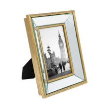 Isaac Jacobs 4x6 Gold Beveled Mirror Picture Frame - Classic Mirrored Frame with Deep Slanted Angle Made for Wall D?cor Display Photo Gallery and Wal