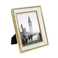 Isaac Jacobs 8x10 Gold Beveled Mirror Picture Frame - Classic Mirrored Frame with Deep Slanted Angle Made for Wall D?cor Display Photo Gallery and Wa