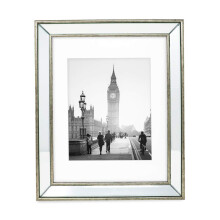 Isaac Jacobs 11x14 (Matted 8x10) Silver Beveled Mirror Picture Frame - Classic Mirrored Frame w/Deep Slanted Angle Made for Wall D?cor Display Photo