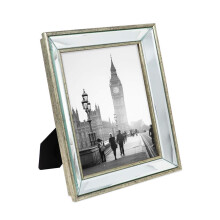 Isaac Jacobs 8x10 Silver Beveled Mirror Picture Frame - Classic Mirrored Frame with Deep Slanted Angle Made for Wall D?cor Display Photo Gallery and