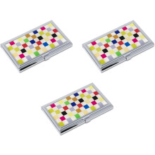 Stephanie importerer s?t med 3 slanke og minimalistiske visitkortholdere i metal unisex etui med indsats (regnbue skaktern)