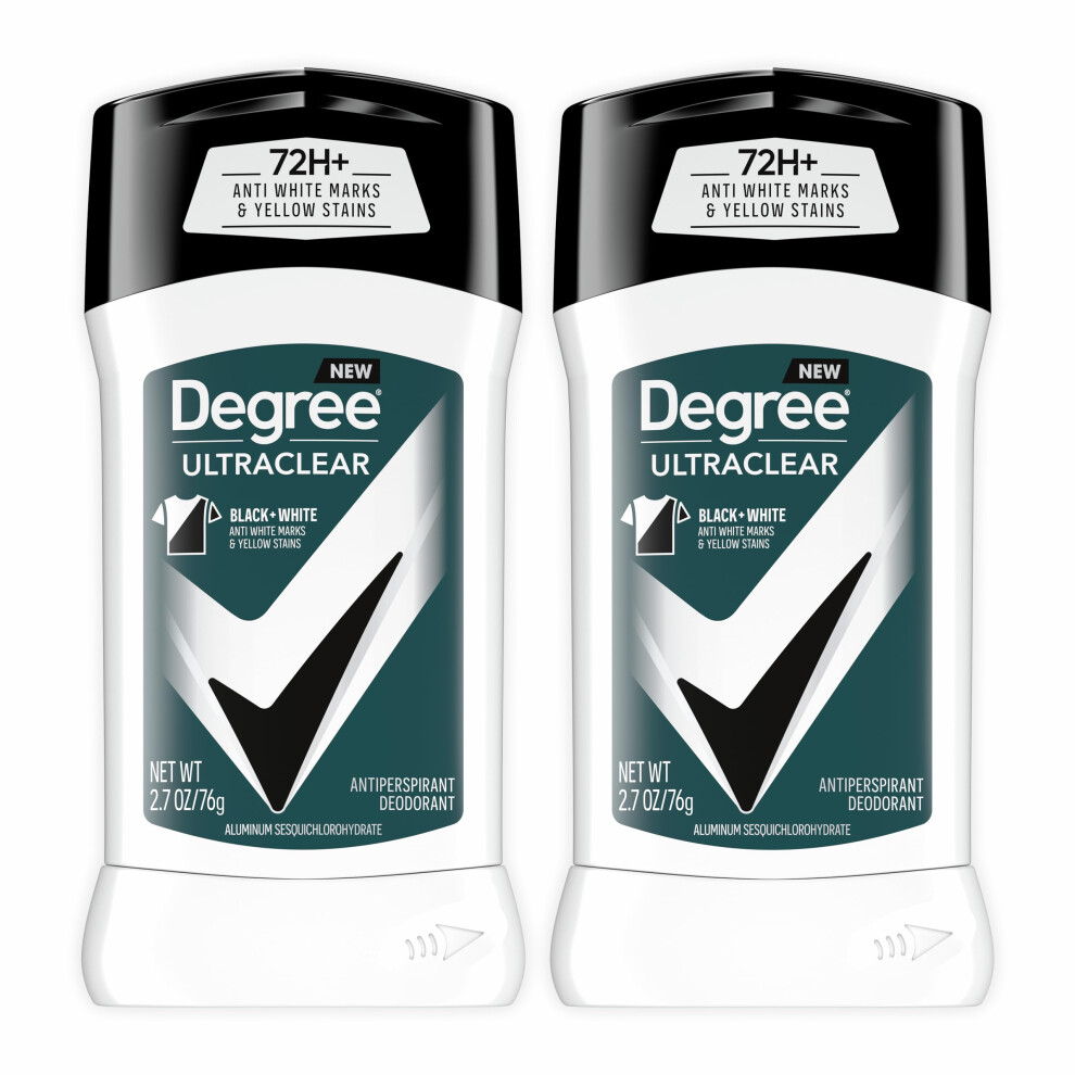 Degree Men UltraClear Antiperspirant Deodorant Black+White 2 Count 72-Hour Sweat & Odor Protection Antiperspirant For Men With MotionSense Technology