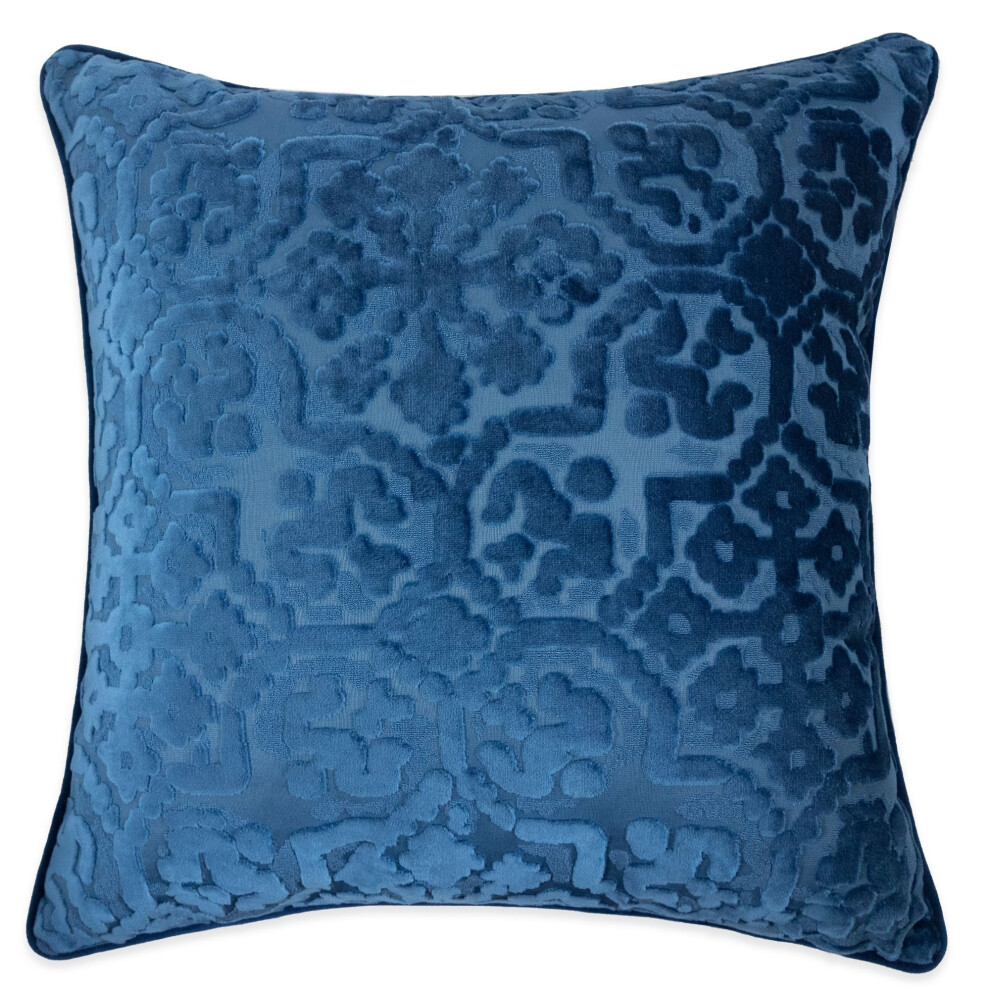 Housse de coussin d   corative carr   e en velours bleu indigo, confortable et moderne, luxueuse, douce et moelleuse, 50,8 x 50,8 cm