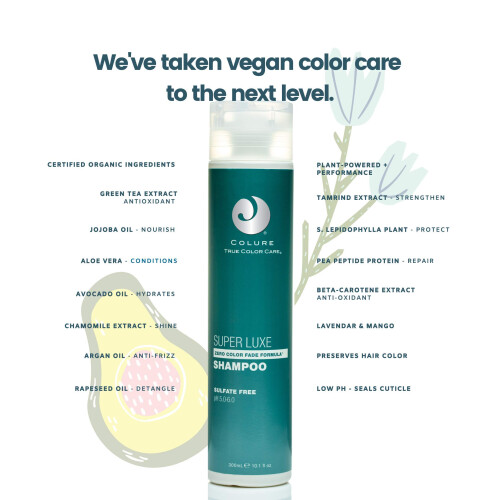COLURE Super Luxe Shampoo Repara Cabelo Seco e Danificado Tratado com Cor 2