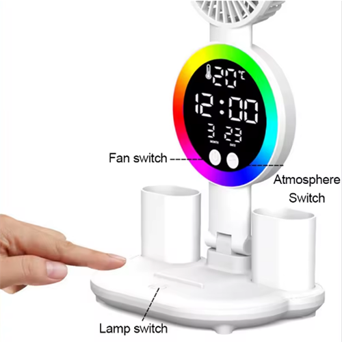 Rechargeable Led Table Lamp with Fan for Study Desk Lamp Reading Light 2