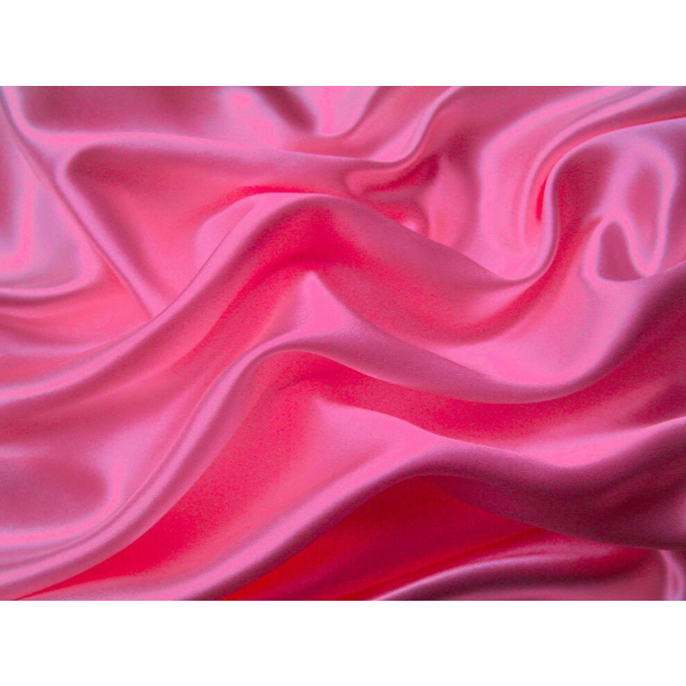 Parure de draps     poches profondes en satin doux et soyeux pour lit double de la collection MK, rose vif, uni, neuf