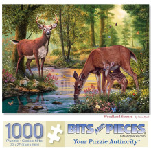 Bits and Pieces - 1000 Piece Jigsaw Puzzle for Adults - Woodland Stream - Deer Stream Forest Tree Flower Nature Water Animals Woods Jigsaw Puzzle