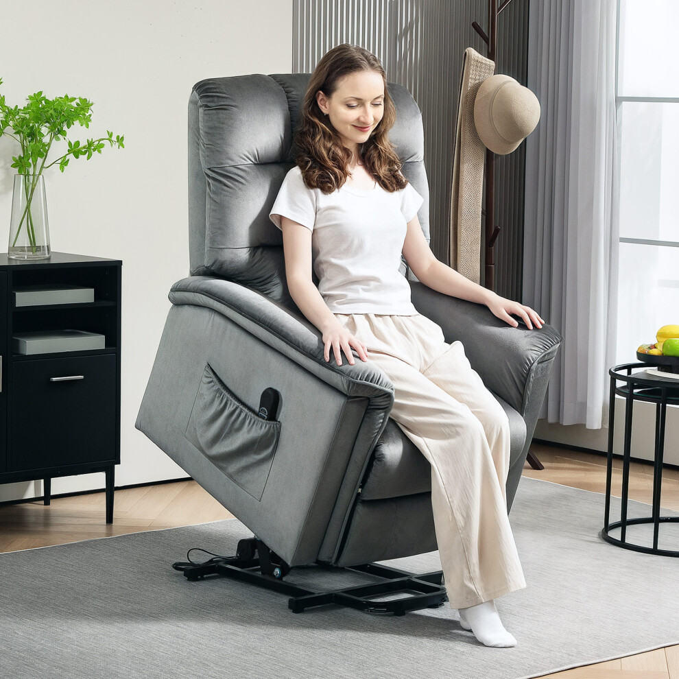 HOMCOM Power Lift Recliner Chair for Elderly w/ Remote Control, Dark Grey