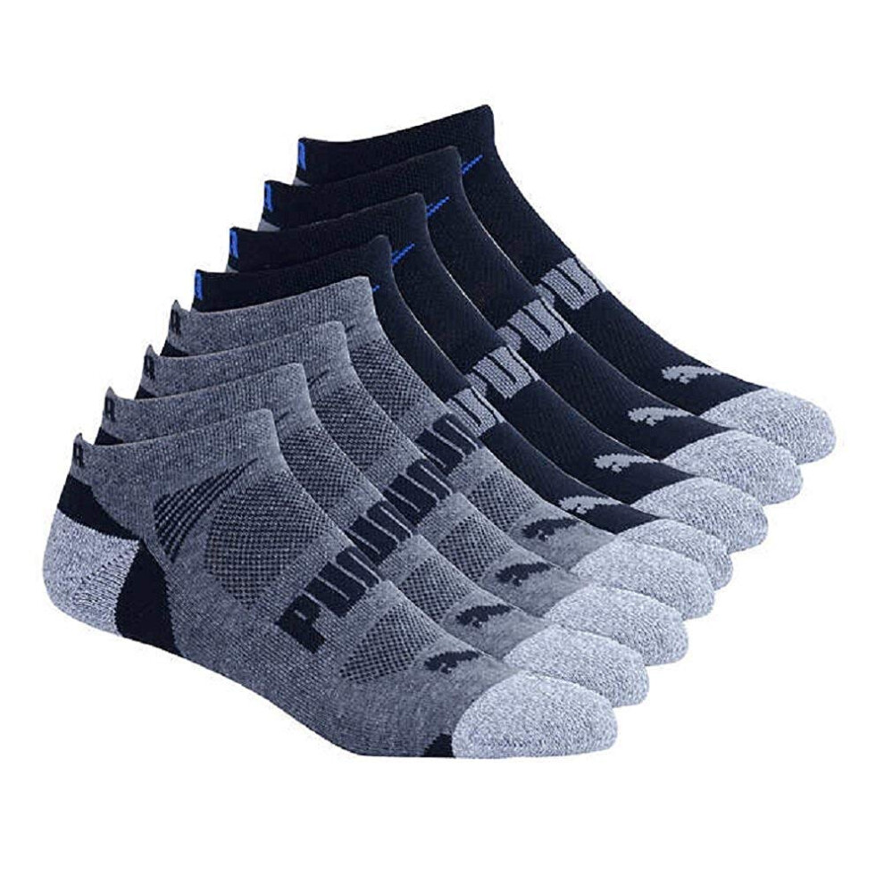 PUMA Mens No show Sport Socks  Moisture Control  Arch Support (8 Pair) (Regular Shoe Size: 6-12  Black)