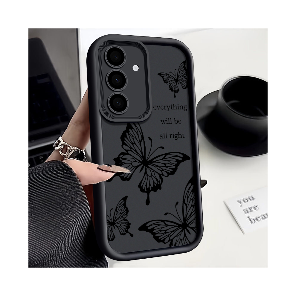 (A339 For Samsung S22) Butterfly Case For Samsung Galaxy S25 S24 S23 S22 Black 967855054469