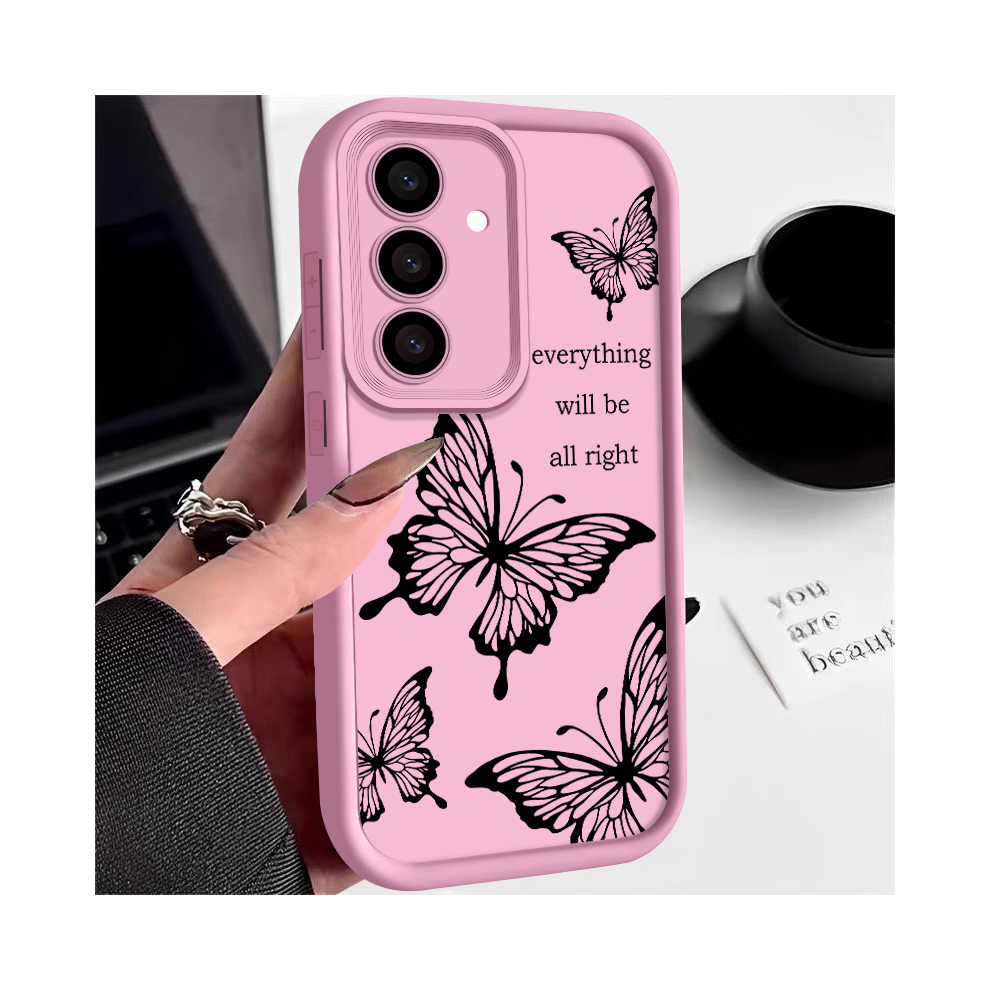 (A339 For Samsung S22) Butterfly Case For Samsung Galaxy S25 S24 S23 S22 Pink 967855055312