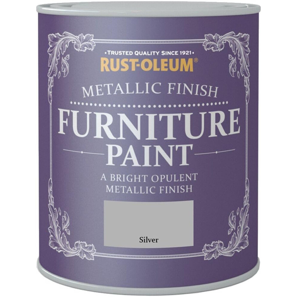 Rust-Oleum Metallic Finish Furniture Paint Silver 750ml