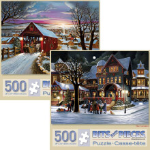 Bits and Pieces - Voordelige set van twee (2) 500-delige legpuzzels voor volwassenen - De geneugten van Kerstmis - 500-delige wintervakantiepuzzels v