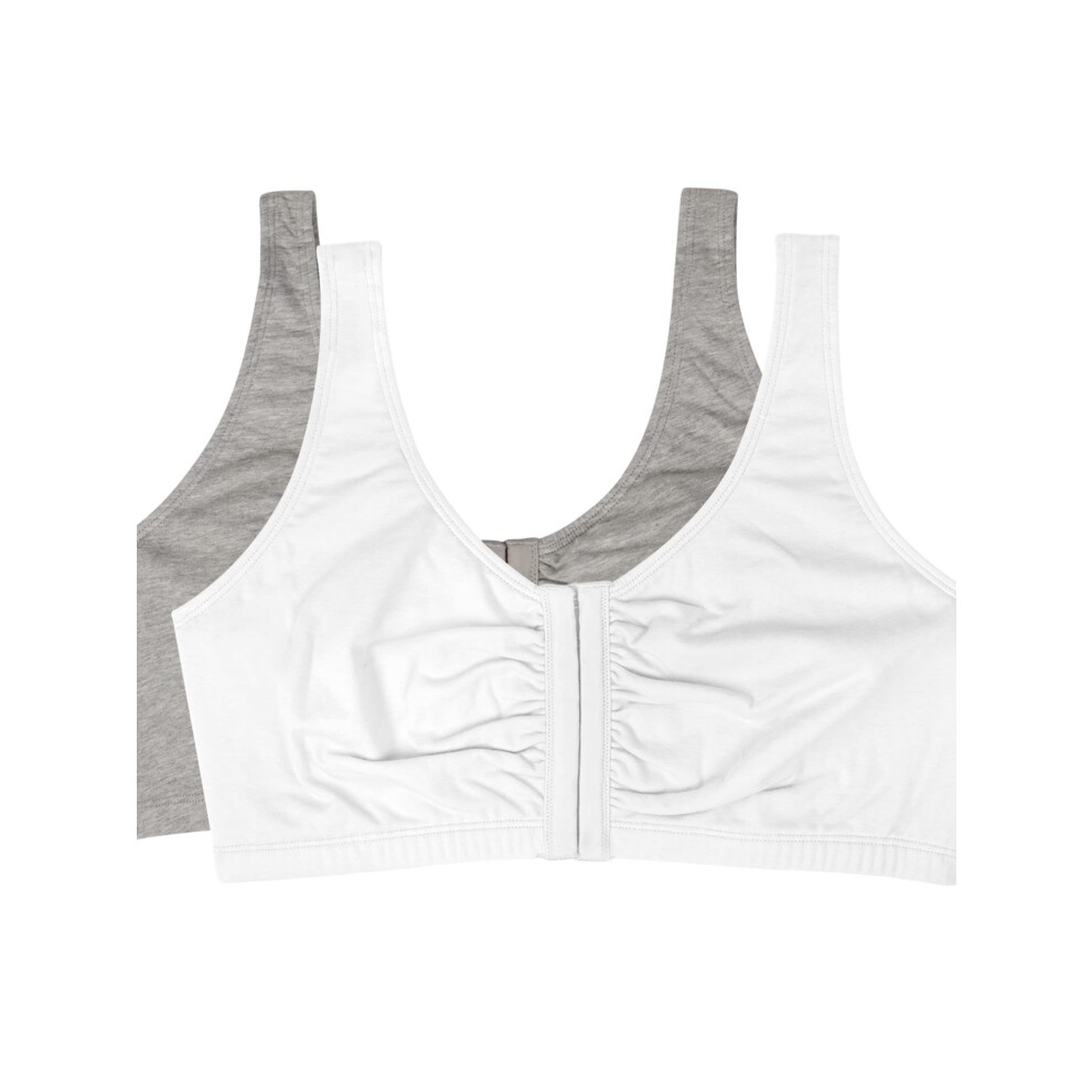 Fruit of the Loom Women's Front Close Builtup Sports Bra  heather grey/white  34